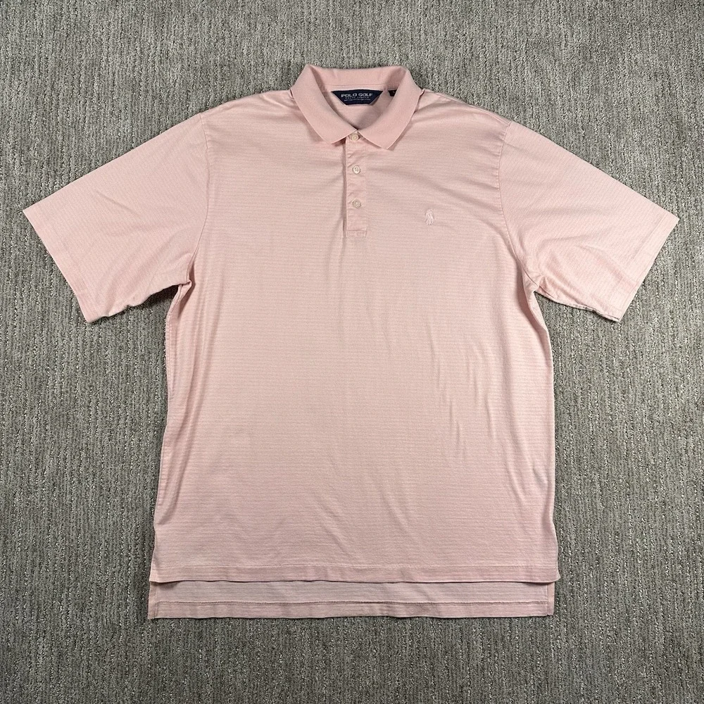 Vintage Polo Ralph Lauren Shirt‎ Mens Large Golf Pink Pima Cotton Pony Collar